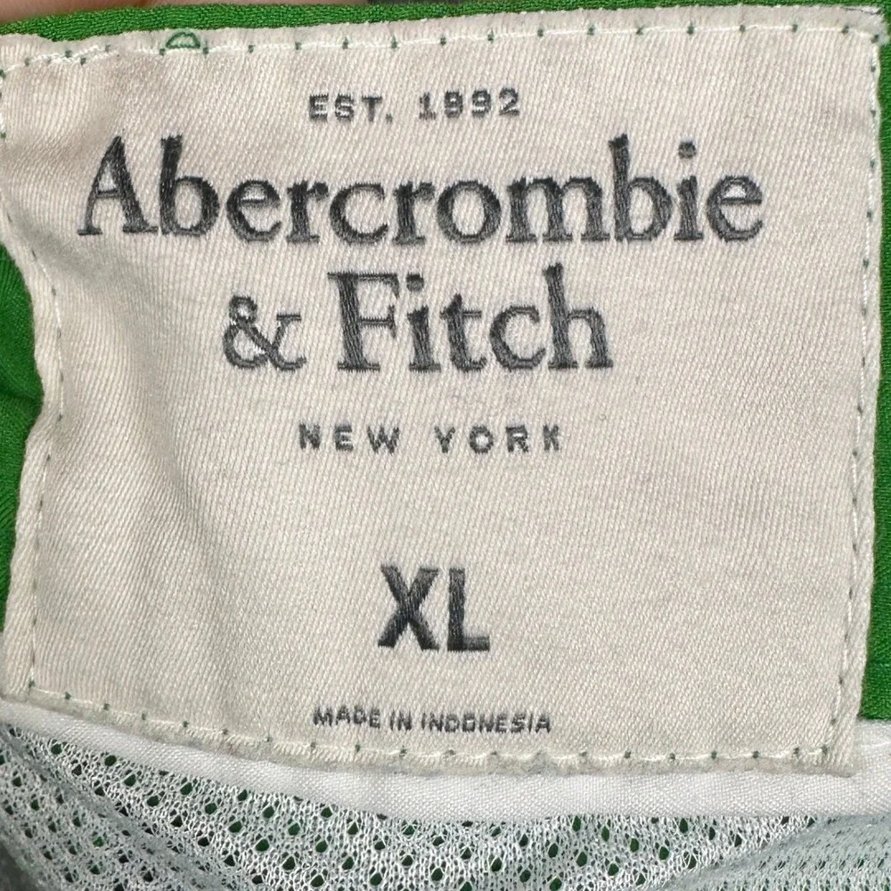 Abercrombie Fitch Swim Trunks Mens XL Green Stripes Y2K Mesh Lined Board Shorts